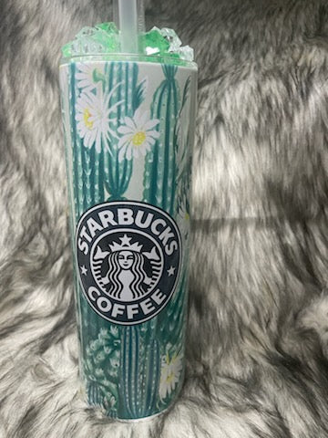 STARBUCKS CACTUS TUMBLER W/CUSTOM TOPPER