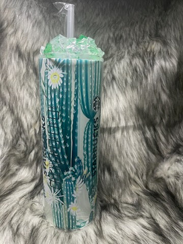STARBUCKS CACTUS TUMBLER W/CUSTOM TOPPER