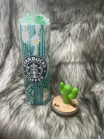 STARBUCKS CACTUS TUMBLER W/CUSTOM TOPPER