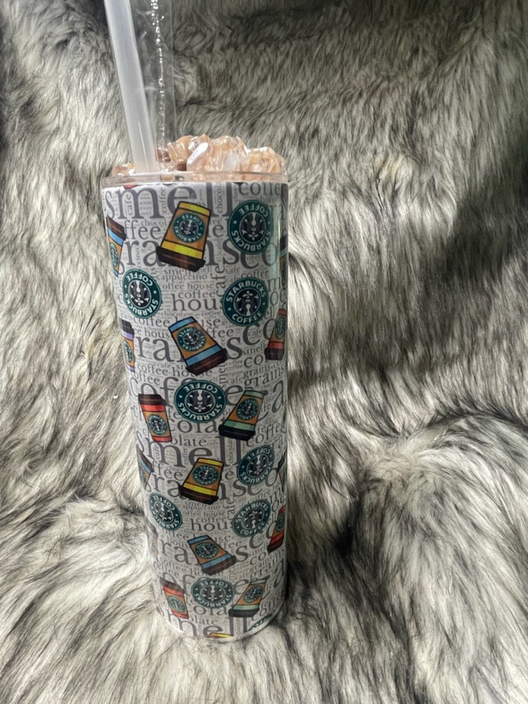 STARBUCKS CUPS TUMBLER W/CUSTOM TOPPER