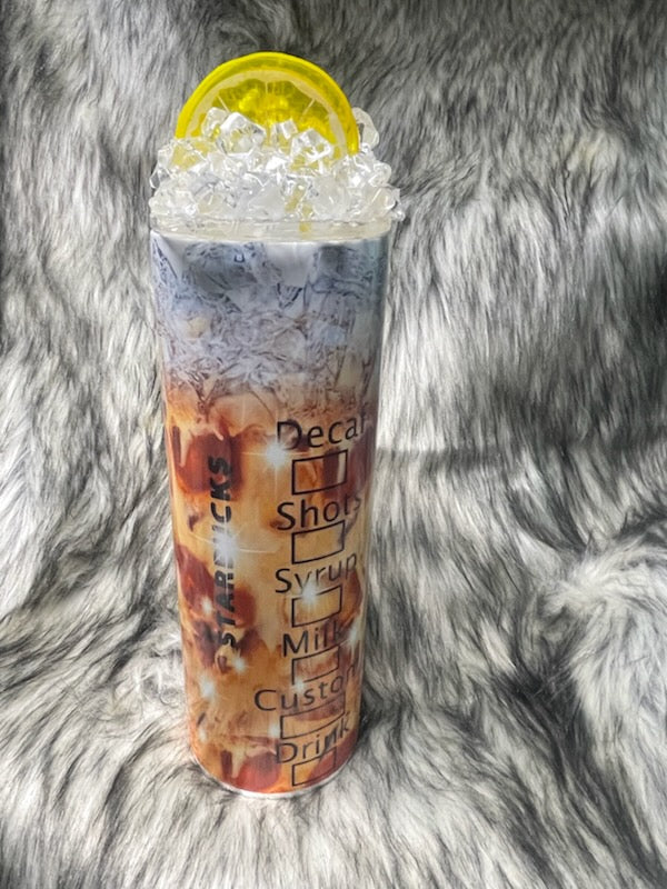 STARBUCKS ICED TEA TUMBLER W/CUSTOM ICE TOPPER