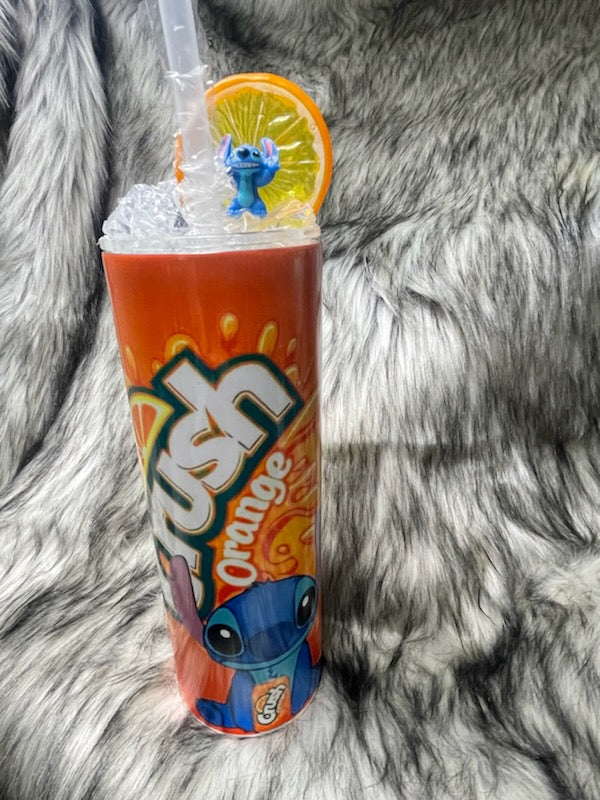 STITCH/ORANGE CRUSH TUMBLER W/CUSTOM TOPPER