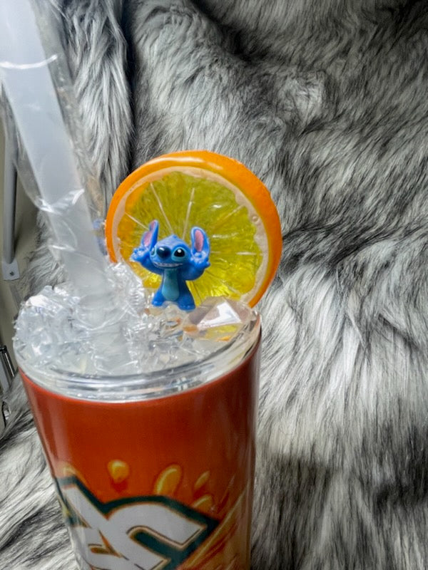 STITCH/ORANGE CRUSH TUMBLER W/CUSTOM TOPPER