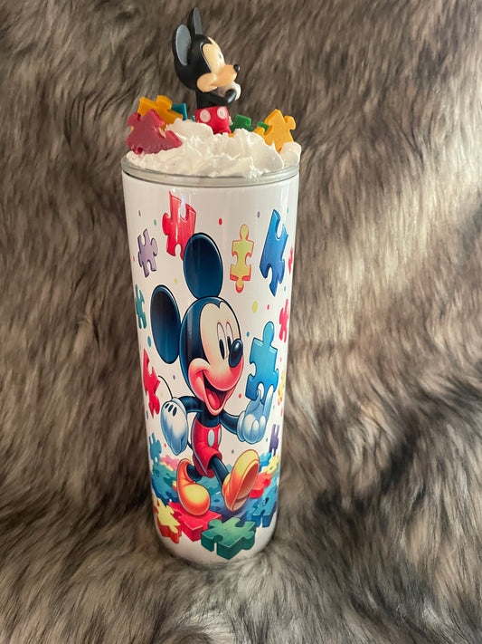 MICKEY AUTISM TUMBLER W/CUSTOM TOPPER