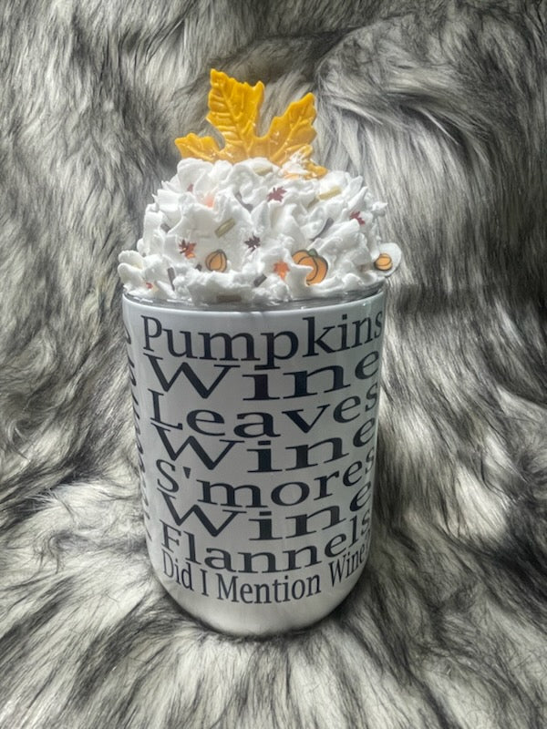 AUTUMN WINE TUMBLER WITH CUSTOM TOPPER