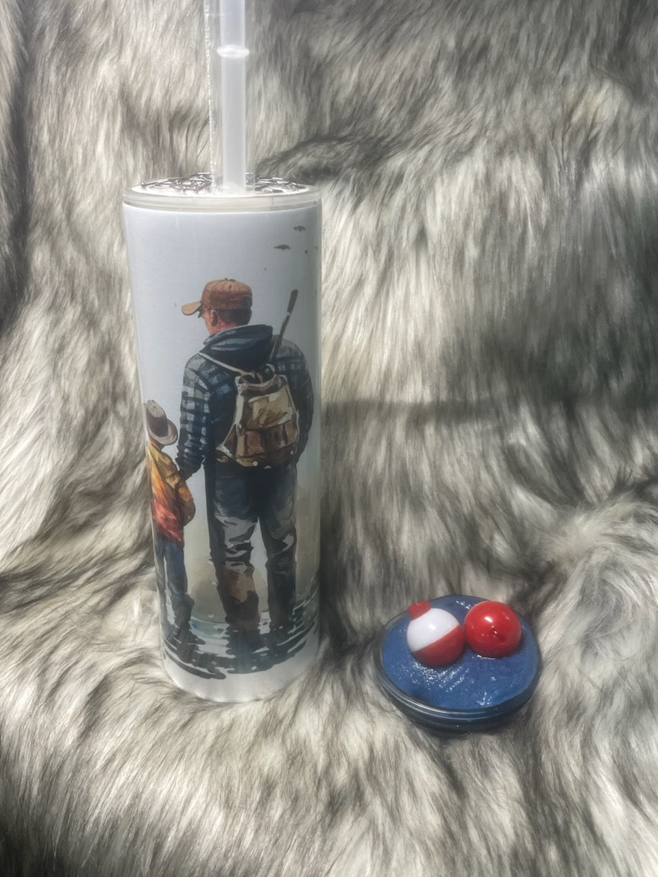 GONE FISHIN' TUMBLER W/CUSTOM TOPPER