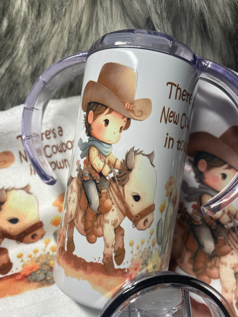 NEW COWBOY IN TOWN BABY TUMBLER PACKAGE